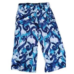 Chicos Travelers 3/XL Print Pull-On Wide Leg Crop Pants Slinky Knit
